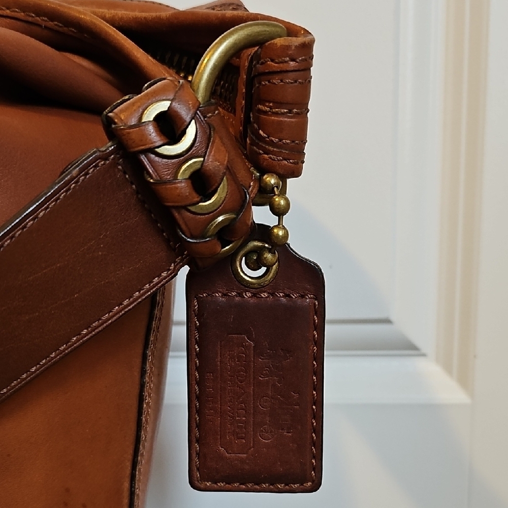 Coach 2007 XL 11423 Bleecker Tattersall Leather Duffle Cognac - Picture 4 of 13